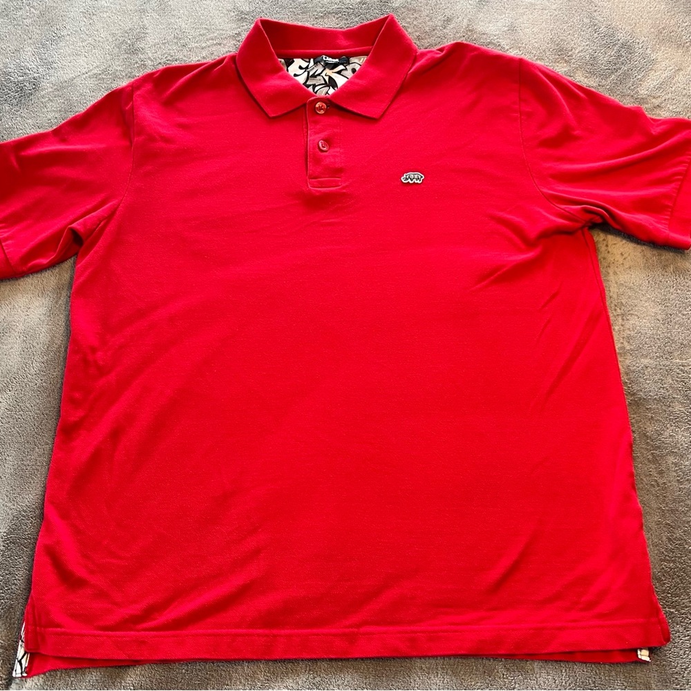 Marc Ecko Graffiti Ecko Unltd Tag Collar Short Sleeve Polo Red Men’s Size Large